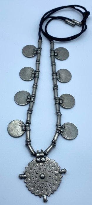 Zilver - Ketting met hanger - Antieke muntketting