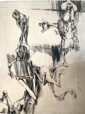 Claude Weisbuch (1927-2014) - Chute de Don Quichotte, 1960, Antiek en Kunst