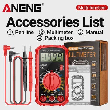 ANENG SZ308 Digitale Multimeter: AC/DC Metingen, Weerstand,, Doe-het-zelf en Verbouw, Meetapparatuur, Verzenden, Nieuw