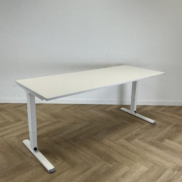 Haworth verstelbaar bureau vv kabelgoot  200x80 cm, wit, Huis en Inrichting, Bureaus, Gebruikt, In hoogte verstelbaar, Ophalen of Verzenden