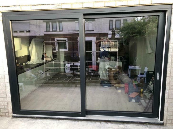 Schuifpui gebruikt kunststof schuifraam op voorraad outlet, Doe-het-zelf en Verbouw, Kozijnen en Schuifpuien, Inclusief glas, Nieuw