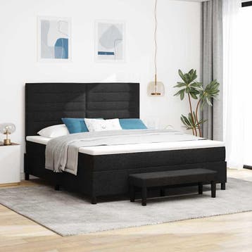 vidaXL Boxspringbed met hoofdeinde Zwart 180 x 200 cm Stof, Verzenden, Zwart, Stof, Nieuw
