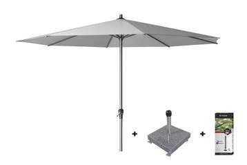 Platinum Riva stokparasol 3.5 m. rond - Light Grey met voet, Verzenden, Nieuw, Overige materialen