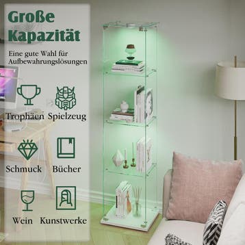 Glazen Vitrinekast met LED Verlichting - 4 Lagen, 1 Deur - S, Huis en Inrichting, Verzenden, Nieuw