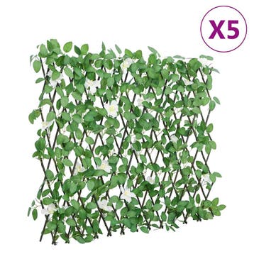 vidaXL Kunstplant klimop op latwerk 5 st uittrekbaar 180x60, Verzenden, Nieuw, Kunststof