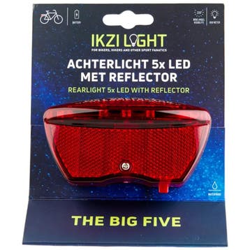 Ikzilight Achterlicht met 5 LEDs en reflector - Batterij..., Ophalen of Verzenden, Nieuw