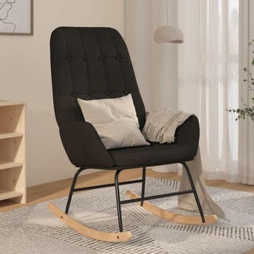 2dekans | VidaXL Schommelstoel met stoffen bekleding - Zwart, Ophalen of Verzenden, Zo goed als nieuw, Zwart