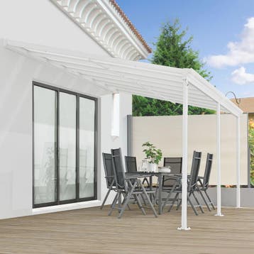 Terrasdak / Overkapping - Borneo - 5 x 3 m - Wit, Tuin en Terras, Overkappingen, Verzenden, Nieuw