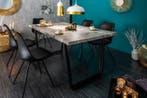 Moderne eettafel LOFT 160cm grijs betondesign zwart metalen, Ophalen of Verzenden, Nieuw