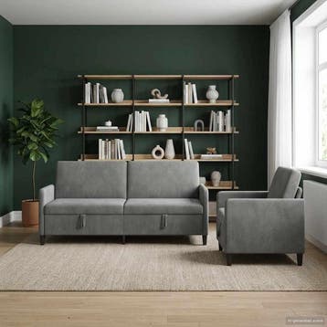 vidaXL Bankenset met opbergruimte 2 st Donkergrijs Polyester, Verzenden, Nieuw, Kunststof, Minder dan 150 cm
