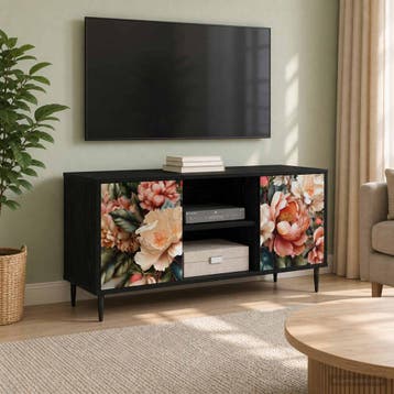 vidaXL Tv-meubel BORNE 102 x 33 x 51 cm Zwart eiken Bewerkt, Minder dan 50 cm, Verzenden, Nieuw, Minder dan 100 cm