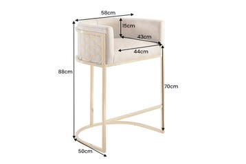 Barkruk ELEGANCE fluweelbeige met goudkleurig, Ophalen of Verzenden, Nieuw