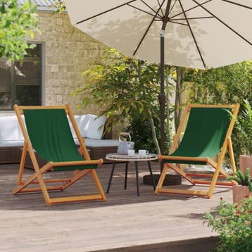 vidaXL Strandstoelen 2 st inklapbaar stof groen, Verzenden, Nieuw