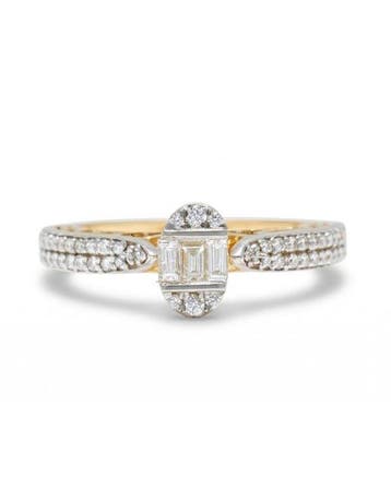 Statement ring - 14 karaat Geel goud - 0.33ct. tw. Diamant