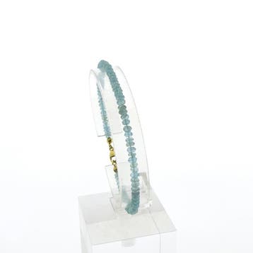 Gouden kralenarmband met aquamarijn (Schakelarmband), Gebruikt, Ophalen of Verzenden, Met edelsteen, Goud