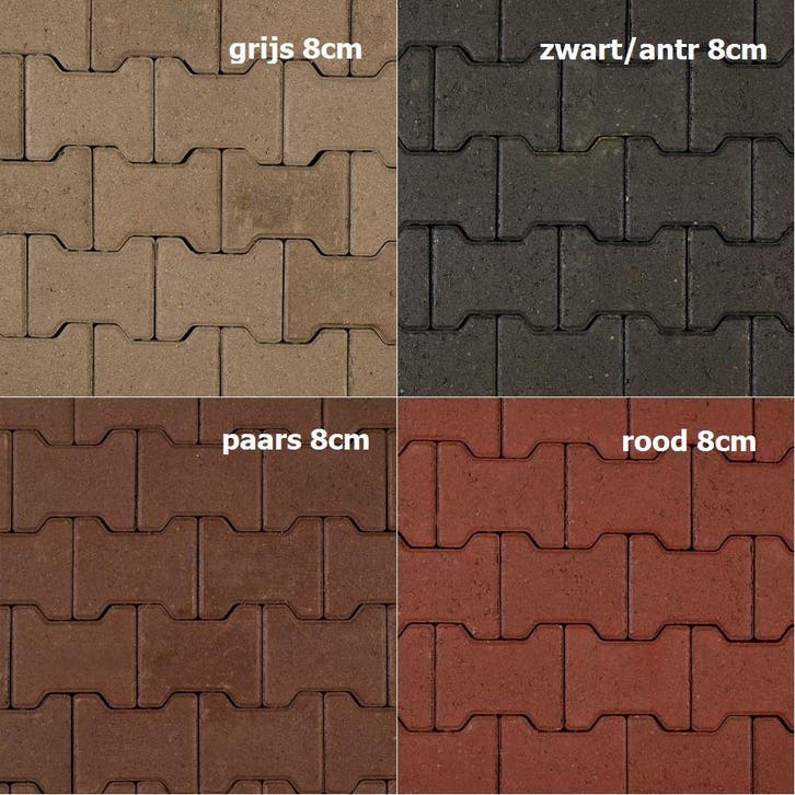 NIEUWE H-profiel betonklinkers grijs zwart rood paars H-klin, Tuin en Terras, Tegels en Klinkers, Klinkers, Nieuw, 10 m² of meer