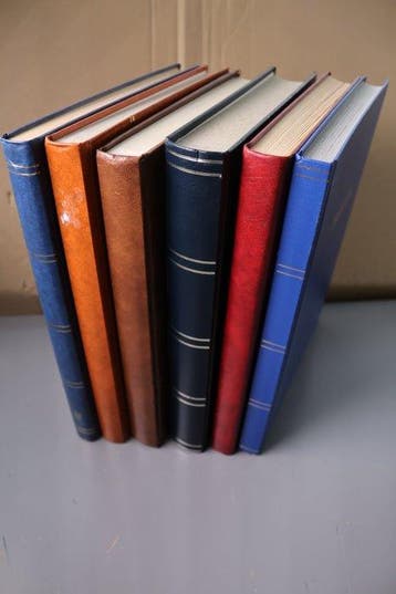 Wereld - 6 lege stockboeken met witte bladen, Gestempeld
