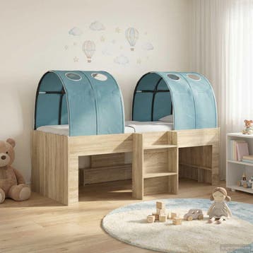 vidaXL Hoge Bed Frame voor Kids met Tunnel 3 st Bewerkt hout, Verzenden, Nieuw, Bruin, Hout
