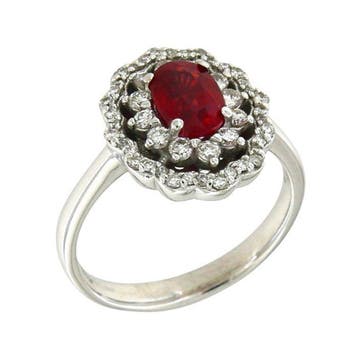 Ring - 18 karaat Witgoud - 1.77ct. tw. Robijn - Diamant, Nieuw