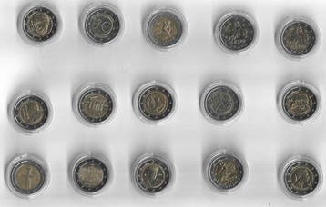 Griekenland, Cyprus. 2 Euro 2002/2024 (15 coins) (Zonder, Postzegels en Munten