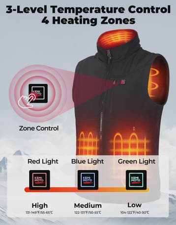 KEMIMOTO Unisex Verwarmd Vest met 10000mAh Batterij, App Tem, Verzenden, Nieuw met kaartje
