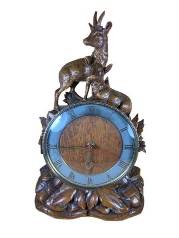 Zwarte Woud pendule - Antiek Hout, Messing - 1950-1960