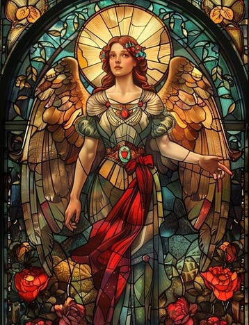 CREATIVE_HUB - SEVILLA ANGEL WITH ROSES ON A STAINED GLASS