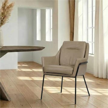 Leren eetkamerstoel Mix - Granada Taupe (taupe/bruin) -, Huis en Inrichting, Stoelen, Ophalen of Verzenden, Nieuw, Leer, Bohemian, Industrieel, Modern, Scandinavisch