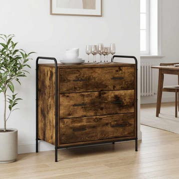 vidaXL Ladenkast Gerookt eiken 70 x 39,5 x 71 cm Bewerkt, Verzenden, Nieuw