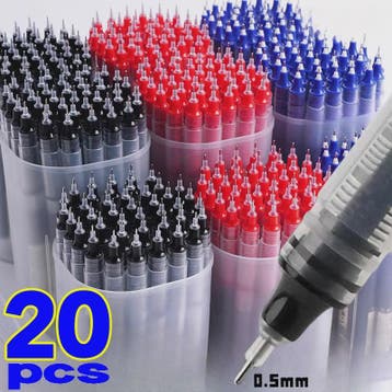 Set van 1-20x Gel Pen Zwart/Blauw/Rood - 0.5mm Naaldpunt voo, Verzenden, Nieuw in verpakking