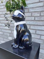 Beeld, black cat with tie and sunglasses - 29 cm - polyresin
