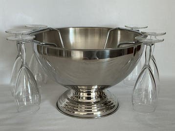 Grote Champagnekoeler met zes fluitglazen - Champagne koeler