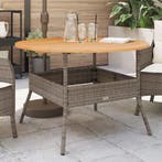 Tuintafel met acaciahouten blad Ø110x71 cm poly rattan grijs, Verzenden, Nieuw