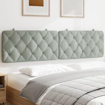 vidaXL Hoofdbordkussen 200 cm velvet lichtgrijs, Verzenden, Nieuw, Grijs, Stof