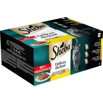 Sheba Délices du Jour met kip, kalkoen en eend in saus na.., Verzenden, Kat