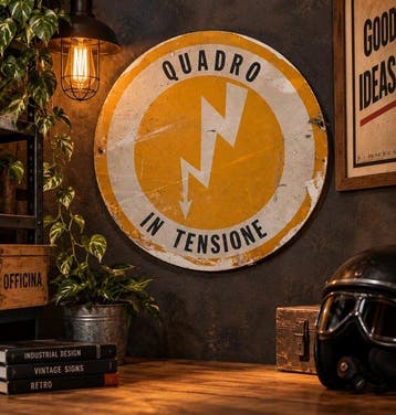Cartello industriale vintage “Quadro in Tensione” – Metallo, Antiek en Kunst