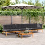 vidaXL 4-delige Loungeset pallet met kussens massief, Verzenden, Nieuw, Hardhout, Loungeset