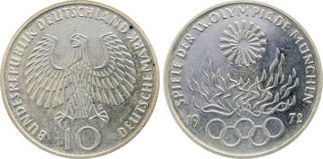 10 Dm Duitsland 10 Mark 1972 G Olympische Flamme J 405 Pp..., Verzenden