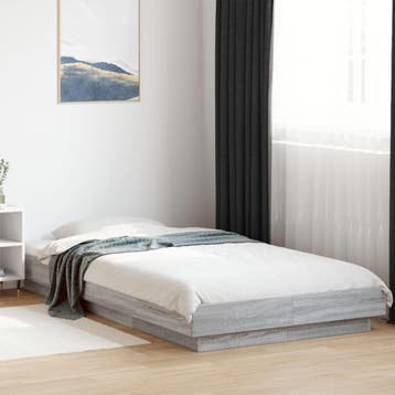 vidaXL Bedframe met LED-verlichting grijs sonoma eiken, 100 cm, Eenpersoons, Verzenden, Nieuw