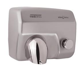 Mediclinics Handdroger RVS mat - met drukknop - krachtig, Zakelijke goederen, Horeca | Overige, Verzenden