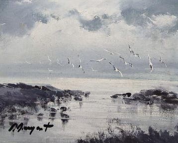 Oleguer Junyent (1876-1958) - NO RESERVE - Gulls Over A
