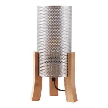Tafellamp Joelleldsvin 30x14x14 cm E27 houtkleurig en zilver, Verzenden, Nieuw