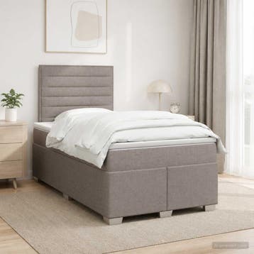 vidaXL Boxspringbed met matras Taupe 120 x 200 cm Stof, Huis en Inrichting, Verzenden, Nieuw, Twijfelaar