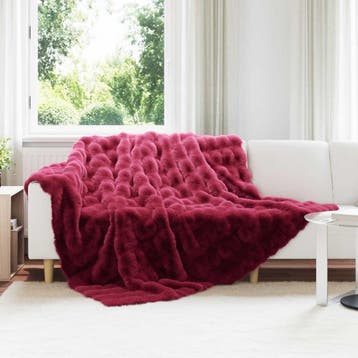 vidaXL Antislip deken van imitatie konijnenbont Olite, Verzenden, Nieuw, Rood