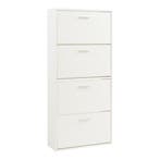 Schoenenkast Sykkylven 4 kleppen wit 134x60x24 cm [en.casa], Huis en Inrichting, Verzenden, Nieuw