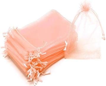 c.a. 50 x Organza zakjes 9 x 12cm Zalm Roze, Ophalen of Verzenden, Nieuw