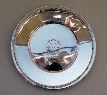 Wilhelm Binder - German 835 Silver Dish - Beaded Border, Antiek en Kunst