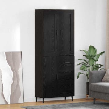 vidaXL buffetkast 2 st Zwart Eiken 69,5 x 34 x 180 cm, Minder dan 50 cm, Verzenden, Nieuw, Minder dan 100 cm