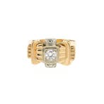 Vintage roségouden ring met diamant; 0,35 ct., Gebruikt, Overige kleuren, 20 of groter, Heer