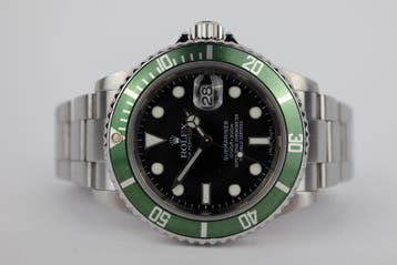 Horloge Rolex Submariner Date Kermit 01/2008 Full set, Staal, Gebruikt, Polshorloge, Ophalen of Verzenden